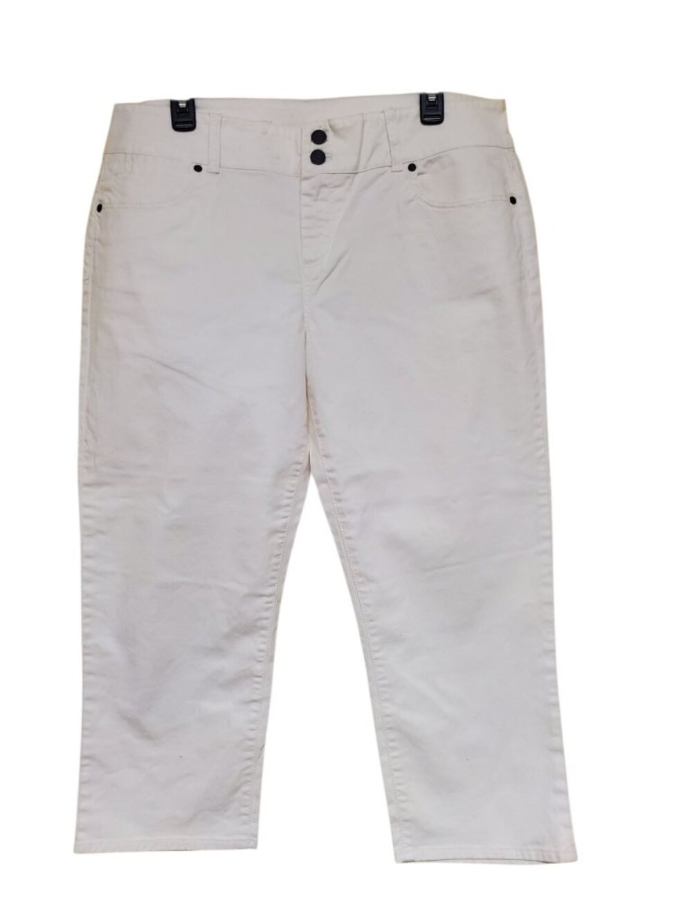 Talbots Woman's Signature Crop White Denim Capri 5 Pocket Jeans Plus Size 16/33